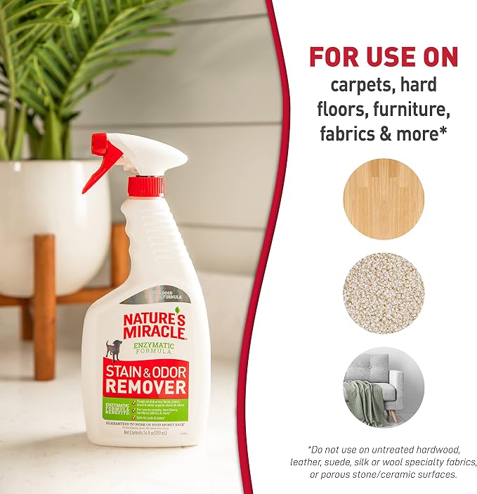 Nature's Miracle Dog Stain and Odor Remover,Everyday Mess Enzymatic Formula,24 fl oz,(Pack of 2)