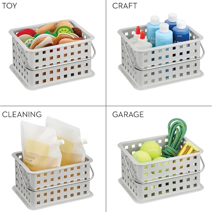 iDesign Shower Caddy Basket with Handle, Light Gray | For Bathroom or College Dorm, Made in USA