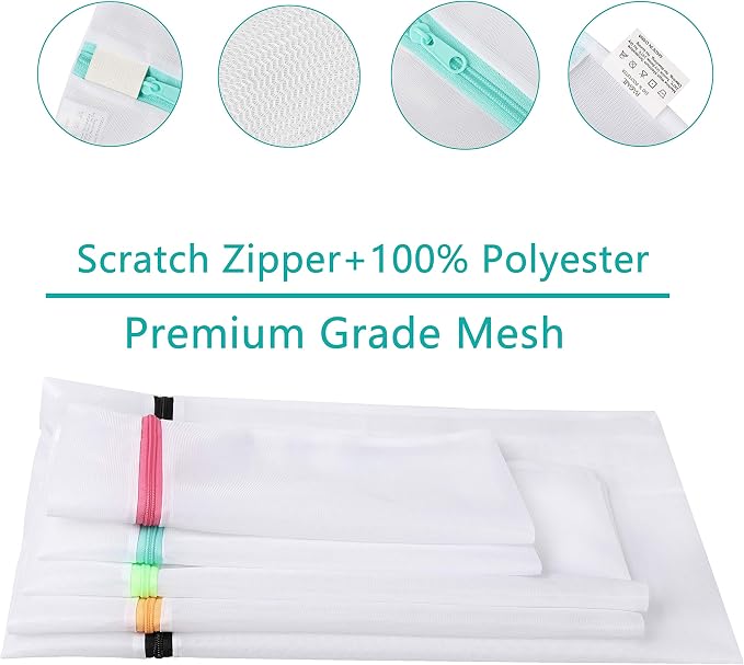 BAGAIL Laundry Bags Mesh Wash Bag for Intimates Lingerie and Delicates,7Pcs(1XL,2L,2M,2 Bra Bags)