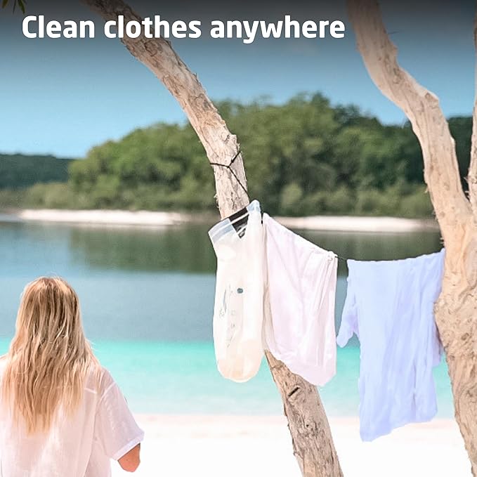 Scrubba Wash Bag Untouched Patented Washboard-in-a-Bag™ 5 oz Travel Washer | Pack Light, Wash Anywhere Fast, Inner Washboard, Machine-Quality Wash, Non-Electric, Recycled Polyester, Sustainable Travel
