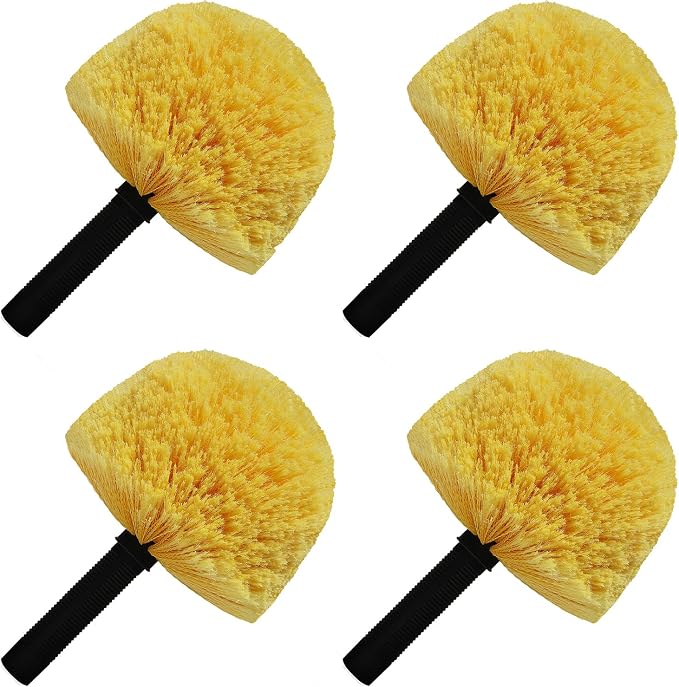 Twist-On Cobweb Duster Head Brush - Efficient Indoor & Outdoor Spider Web Cleaning Solution - Fits Standard Acme Threaded Poles - Duster Brush Head Only - Yellow (4)