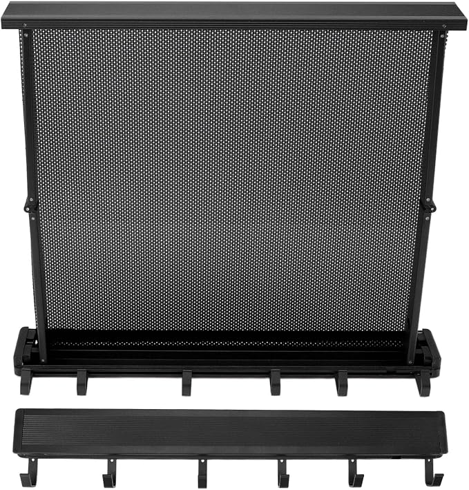 Pilipane Retractable Clothes Drying Rack Wall Mount Foldable Laundry Organizer with Breathable Mesh Platform for Patio Bathroom Aluminum 42x37.8cm (Black)