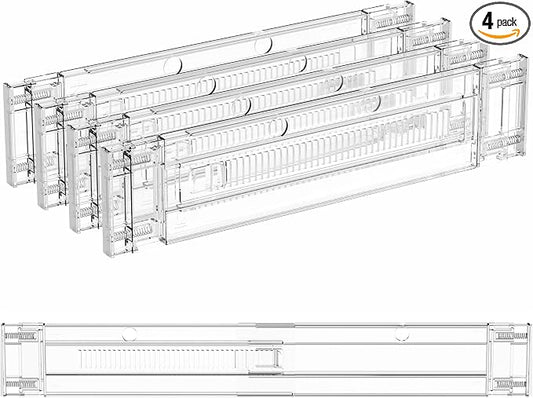 Yieach 4 Pack 3.2 Inch Shallow Acrylic Drawer Dividers for Clothes,Expandable Deep Dresser Dividers From 15 to 21'',Adjustable Drawer Separators for Dresser,Nursery and Baby Clothing,Sock,Underwear