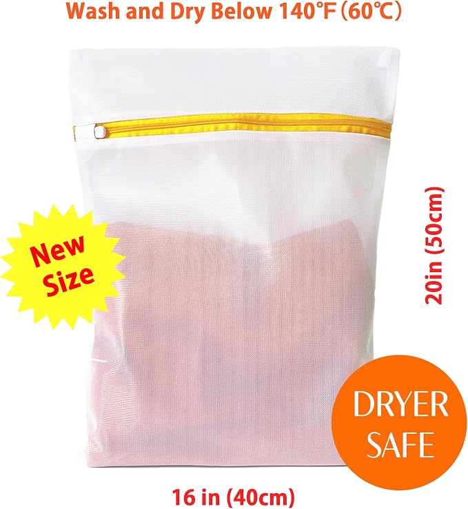 3 Pack Mesh Laundry Bags for Daily Essentials 16inx20in LAUNDRY CLUB® | Dryer Safe, Breathable Fine Net, Sturdy Anti-Rust Zipper, Mesh Laundry Bags for Bras, Underwear, T-Shirts, Shirt, Socks