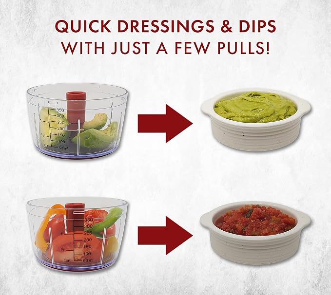 Valore Manual Food Processor Vegetable Chopper – 400 mL (1.7 Cup) Capacity – Easy Clean Garlic & Onion Cutter – Portable All-Purpose Quick Chop Kitchen Essential