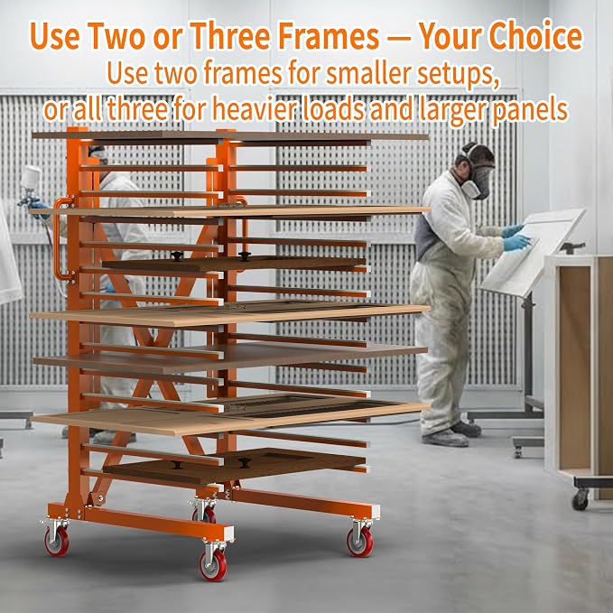 Paint Drying Rack for Cabinet Doors, 15 Tier- Heavy Duty Rolling Paint Rack | Expandable Woodworking Drying Rack for Trim & Panels, Reinforced 2.0mm Steel Frame with 5" Casters