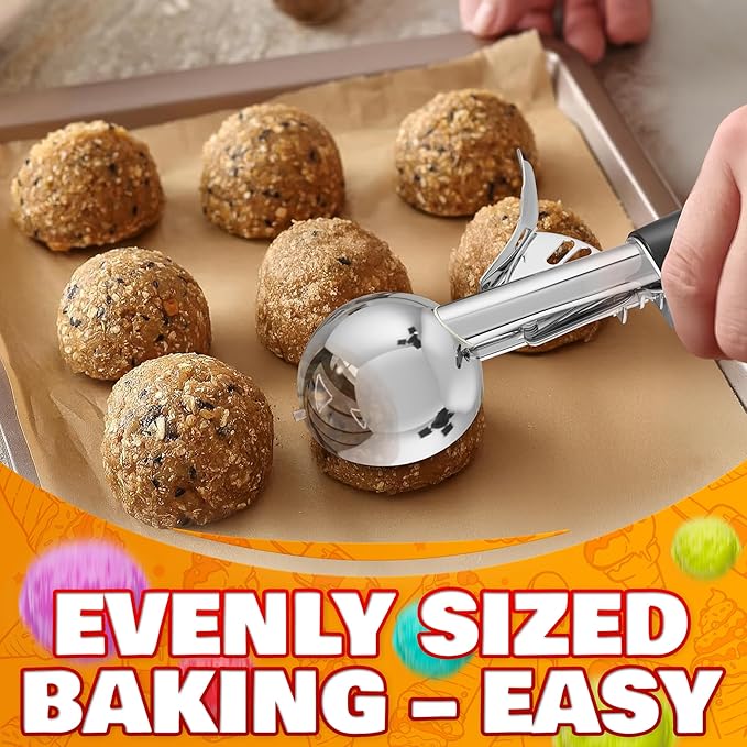 1 Oz Ice Cream Scoop with Trigger #30 - Versatile 1 Oz Scoop for Gelato, Cookie Dough Baking, Sorbet & Meatballs - Rust-Resistant Stainless Steel, Easy to Clean | Great Portion Control for Daily Prep
