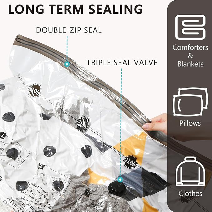 Vacuum Storage Bags, Compression Packing Space Saver Seal Bags for Clothing Bedding Comforters Blankets Pillows, 14 Small