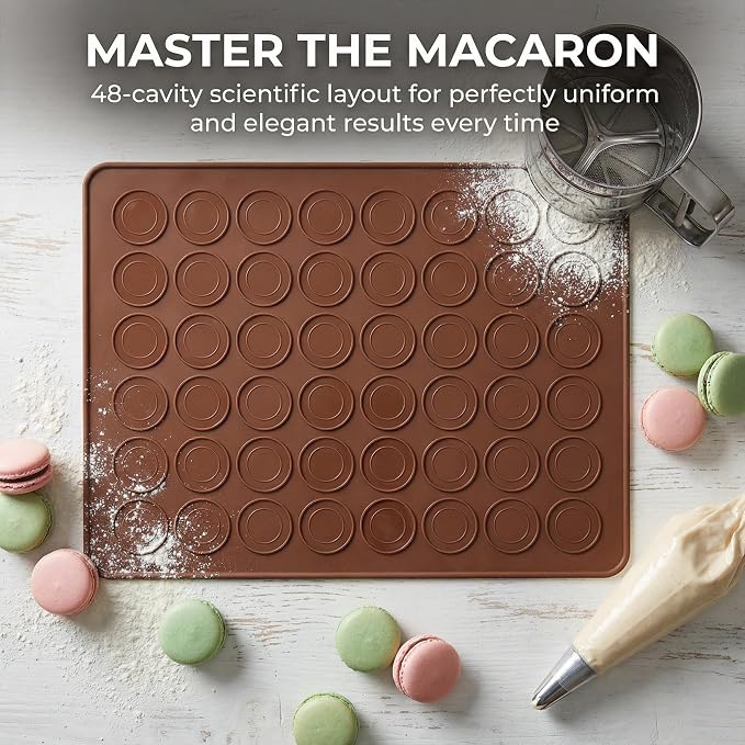 2 PCS 48 Capacity Macaron Silicone Baking Mat Baking Sheet Muffin DIY Chocolate Cookie Mould