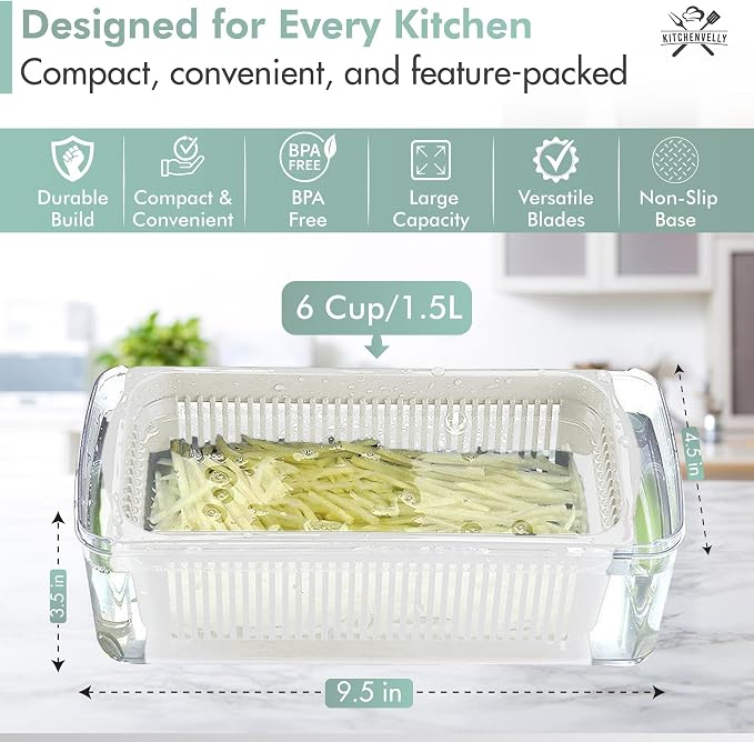Vegetable Chopper 16 in 1 with Container, Veggie Chopper Food Chopper and Dicer, Onion Chopper Vegetable Cutter with 8 Stainless Steel Blades, Easy Meal Prep Kitchen Tool, Blue