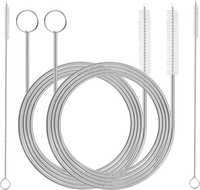 2 Pack 61 inch Long Flexible Drain Cleaning Brush and 2 PCS 7-inch Straw Brush, Suitable for Cleaning Feeding Tubes