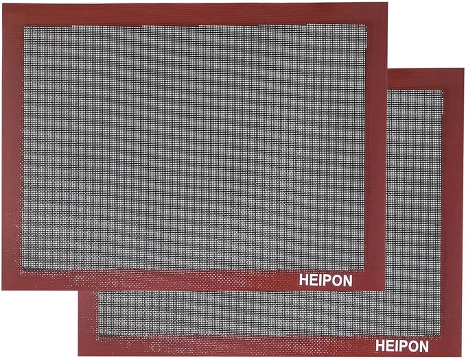 Perforated Baking Mat,2 PCS,15.7"Lx11.8"W,Silicone Baking Mat,Non-Stick,Breathable Mat,Reusable(Red&Black,2pcs)