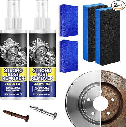 Rust Remover Spray for Metal, Multipurpose Rust Stain Remover, Heavy Duty Metal Cleaner, Rust Remover Spray, for Metals, Tools, Cars, Chains,Iron Out Rust Remover (2pcs)