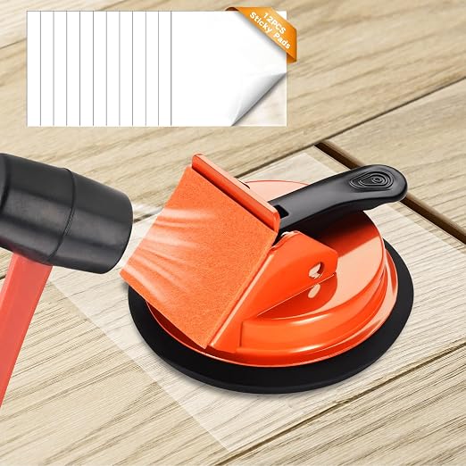 REXBETI Floor Gap Fixer Tool, Plank Gap Repair Kit, Heavy Duty Suction Cup | 45° Widened Striking Surface, 12Pcs Sticky Pads, Laminate Flooring Tool, Fixer Laminate/Vinyl Flooring/Hardwood/LVP