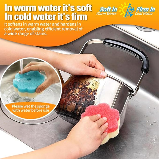 12 Count Scrub Sponges for Dishes, Dual-Sided Temperature-Responsive Scrubber, Reusable Non-Scratch Multipurpose Cleaning Supplies for Kitchen Bathroom & Home Use