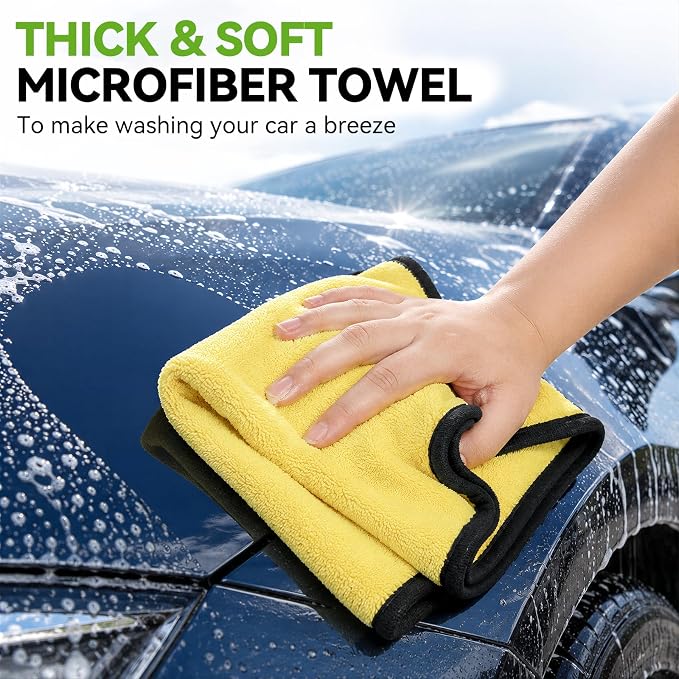 Ordenado 62" Car Wash Brush With Long Handle - 6Pcs Car Wash Kit with Chenille Microfiber Mop Mitt, Windshield Squeegee, Duster, Towel & Tire Brush, Scratch-Free Car Exterior Cleaning Kit for RV Truck