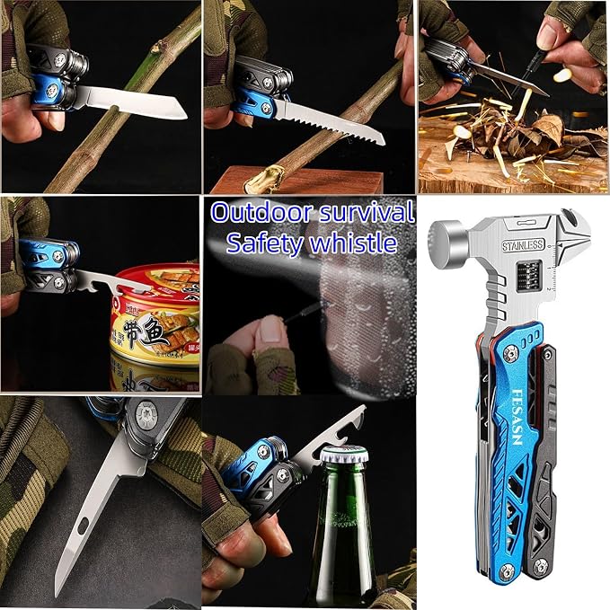 Upgraded Adjustable Wrench Multitool Hammer, 18 in 1 | Pocket Multi Tool Pliers, All-in-One Survival Tool, Camping, Everyday Use
