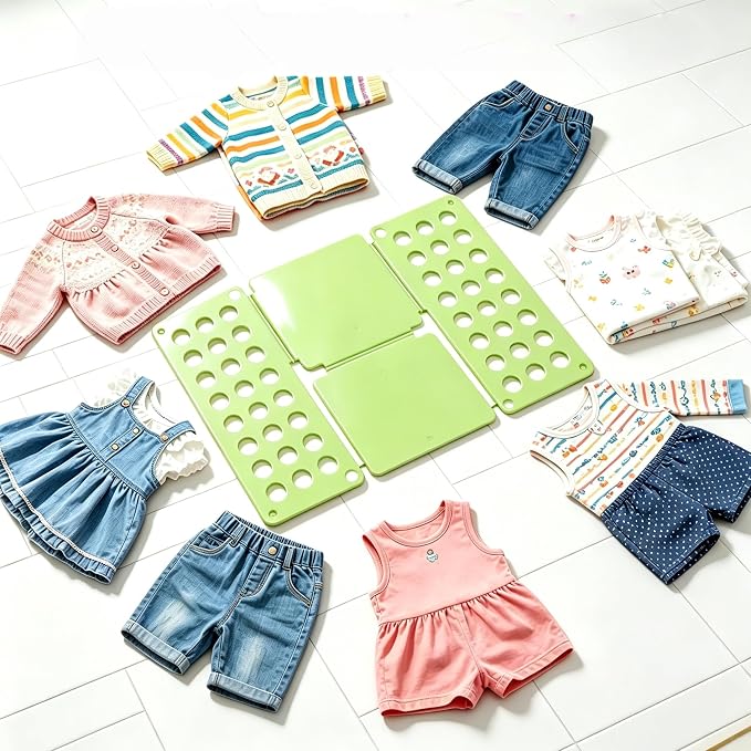 Mini Toddler Shirt Folding Board - Ages 1-7 Teal, Builds Independence | great for Montessori laundry, lightweight PP, smooth rounded edges, quick & simple, develops confidence & skills, stores flat