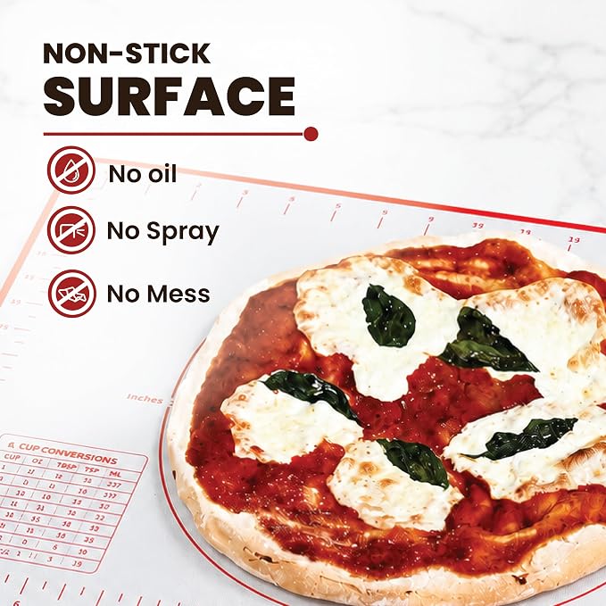 Silicone Baking Mat, Non-Stick Pastry & Dough Mat with Guides, Half Sheet Silicone Mat for Baking & Kitchen Counter, Baking Supplies, 11"x16" (Pack of 4)
