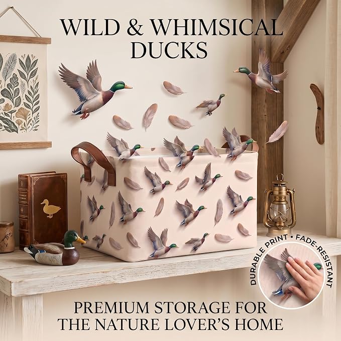 Mallard Duck Storage Gift Basket: Waterproof Collapsible Storage Bin