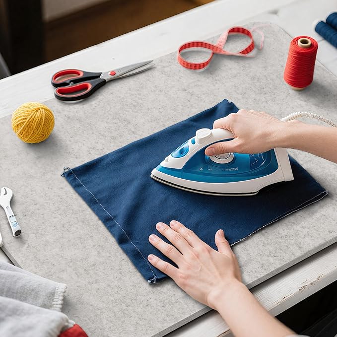 BREENHILL Wool Pressing Mat 17" x 24" –Thick Felt Ironing Pad for Quilting, Sewing, Crafting –Wool with Bonus Heat-Resistant Iron Rest – Portable and Durable Ironing Surface（Light Gray）