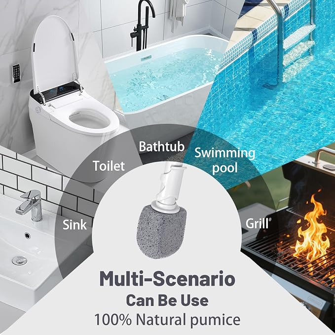 Upgrade Pumice Stone Toilet Bowl Cleaner for Toilet Bath Kitchen Household Cleaning,16.7Inch Bathroom Cleaner Brush Toilet Wand+ Pumice Stones (5 Pack)