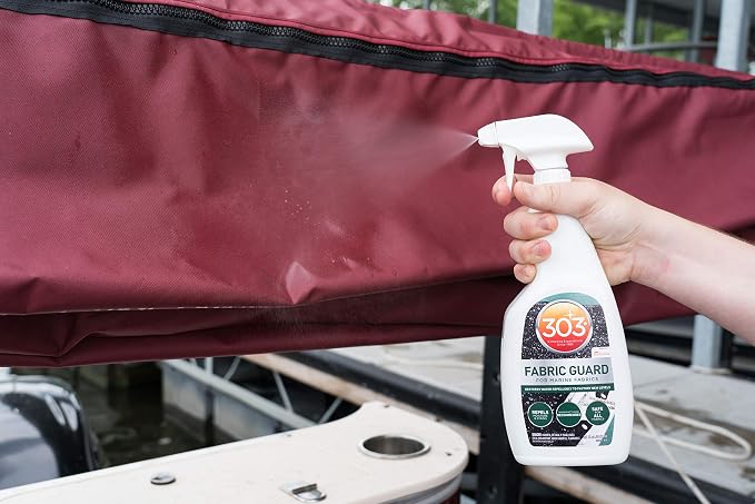 303 Marine Fabric Guard for Boat Covers & Canvas, 32 oz 6-Pack | Restores water and stain resistance on boat covers, canvas, and marine fabrics.