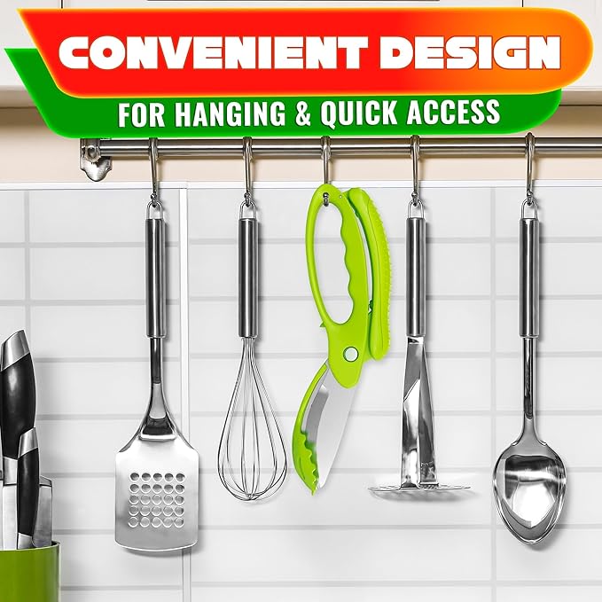 Salad Scissors for Chopped Salad, 8.9 In Stainless Steel | Double-Blade Lettuce Chopper Scissors; Chops Greens, Tomato & Herbs in Bowl, No Knife Needed; Anti-Splash Head; Safety Lock
