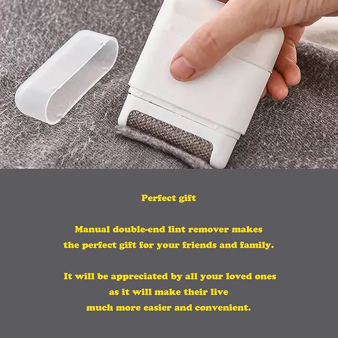 Manual Double-end Lint Remover,Portable Clothes Hair Ball Trimmer,Mini Sweater Cleaning Tool,Overcoat Pilling Shaver,Family Travel Laundry Multipurpose Gadget(2pcs)