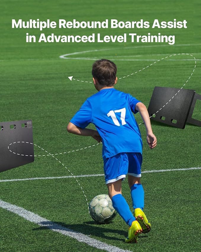 VEVOR Soccer Rebounder Board, Mult-Adjustable Angles Portable Soccer Rebound Wall, Foldable Kickback Board, Soccer Practice Equipment, Ideal for Kids & Adults Passing & Shooting Drills