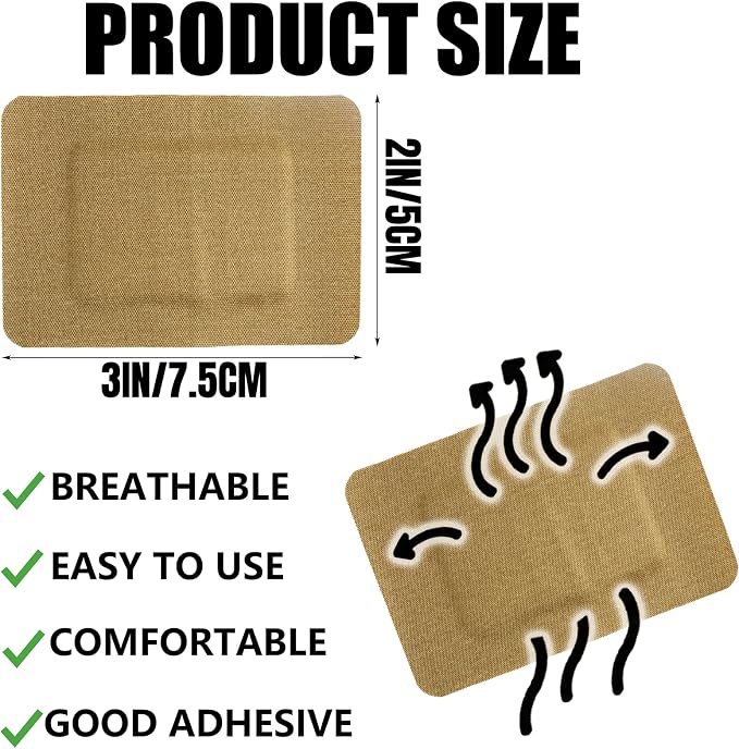 60 Pcs Large Adhesive Bandages 2 X 3 Inch Flexible Fabric Wound Care Bandages Extra Large Pads Breathable Protection for Knees Elbows Cuts Scrapes Daily First Aid