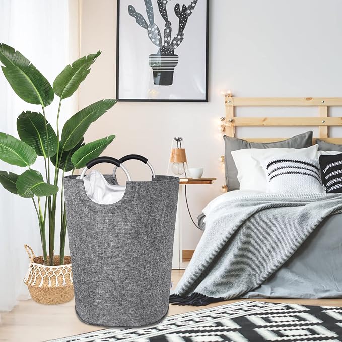 Oversized Laundry Basket, Huge Laundry Hamper Bag with Handles, 160L Grey | Freestanding Tall Dirty Clothes Hamper, Collapsible and Portable Laundry Bin for Dorm and Bedroom, Thick Double layer Fabric