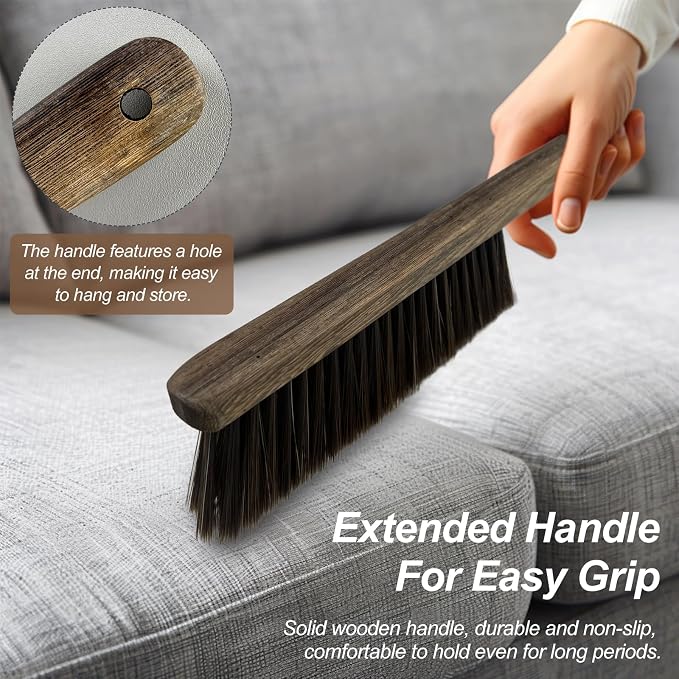 Wood Dusting Brush, Handheld Soft Bristle Cleaning Broom for Furniture, Car, Couch, Bed, Clothes, and More