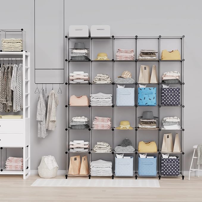 HOMIDEC Closet Organizers and Storage, 9 Cube Storage Organizer, Grey | Portable Closet Organizer, Storage Cubes Shelves, for Bedroom, Kids Room, Bathroom, Wardrobe