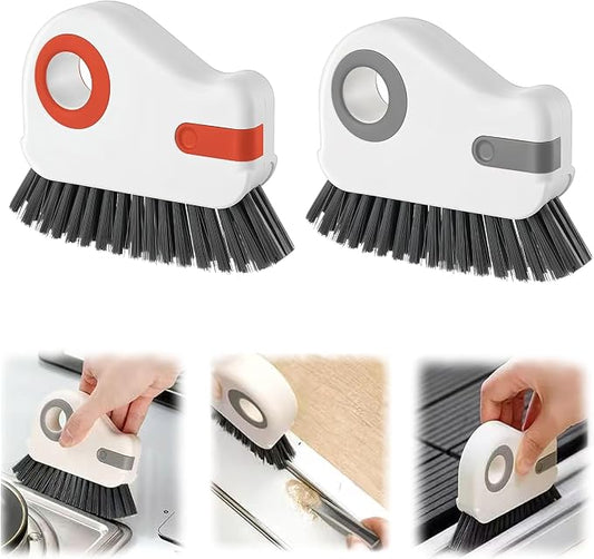 2 in 1 Groove Cleaning Brush,New Window Track Cleaning Tools Multifunction Grout Cleaner Tool with Tweezers and Scraper for Sliding Door Track, Window Seal, Sill (Gray + Orange)