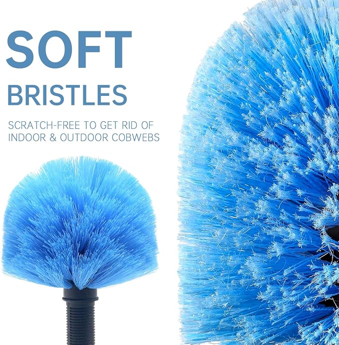 MAYKI Twist-On Cobweb Duster Head Brush 1Pcs, Fits Standard 3/4 inch Threaded Poles, Attachment Spider Web Duster Brush for Outdoor & Indoor Cleaning