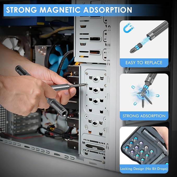 Asnish 34 in 1 Magnetic Screwdriver Set with Ratcheting Multi Bit | Repair Tool Kit with Interchangeable Bits, Precision Hand Tools for Electronics, Computer, Bike, Furniture & DIY Projects