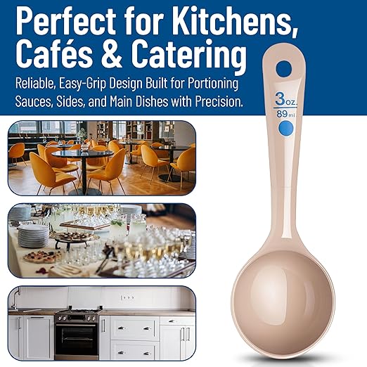 Carlisle FoodService Products Measure Miser Plastic Measuring Spoon with Short Handle, 3 Ounces, Beige - (Pack of 12)