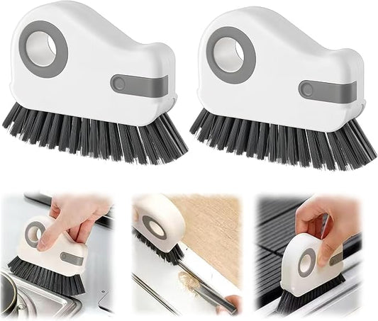 2 in 1 Groove Cleaning Brush,New Window Track Cleaning Tools Multifunction Grout Cleaner Tool with Tweezers and Scraper for Sliding Door Track, Window Seal, Sill (Gray 2 Pcs)