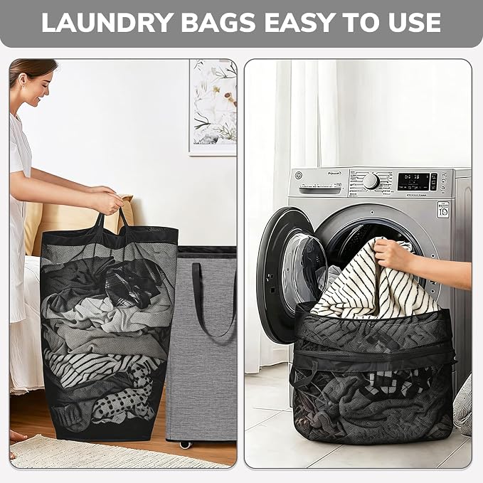 Goodpick 75L Collapsible Laundry Baskets with Removable Wash Bag and Wheels | Laundry Basket with Wheels, Rolling Laundry Hamper with Handle for College Dorm, Laundry Hamper on Wheels, Light Grey