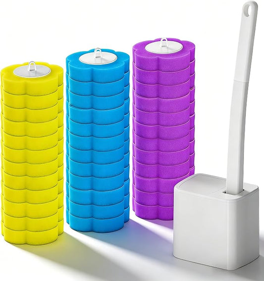 36 sets of disposable toilet brush replacement pads, Auto open and close toilet brush sets, wall-mounted non-contact toilet cleaning kits, and three types of replacement brush heads (Toilet brush set)