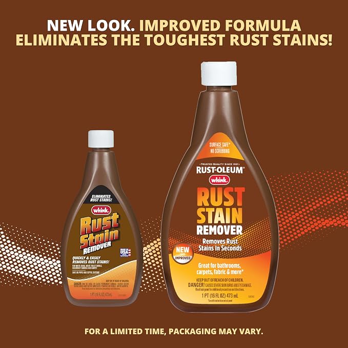 Rust-Oleum Whink Rust Stain Remover | Heavy-Duty Iron Stain Remover for White Toilets & Sinks, Colorfast Fabric & Carpets | 16 oz