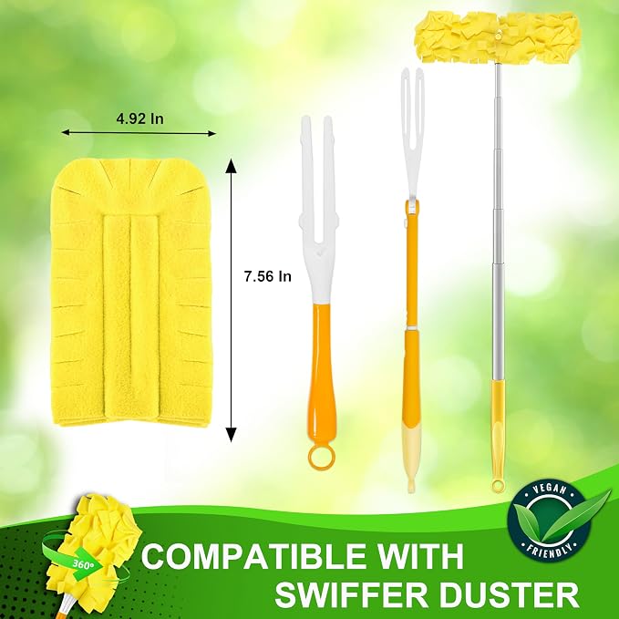 Fleece Reusable Duster Refill Compitable with Swiffer Hand Duster | 6 Pack Washable Heavy Duty Duster Pads, 360 Cleaning Pads for Fan, Window, Furniture, Floor (Handle is Not Included)