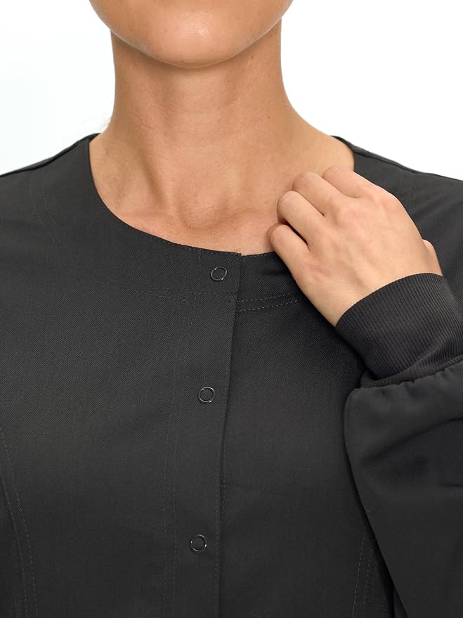 COZYFIT Scrub Jackets for Woman, Snap Front Nurse Jacket | 3 Pockets, Soft Fabric Layer, Easy Shift Layer, Easy Care, For Nurses, Clinics, Daily Medical Uniforms, Shift Wear