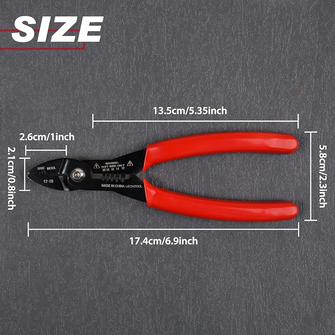 4-in-1 Multi Purpose Electricians Pliers, 7" Compact Wire Stripper | Wire Stripper Cutter Crimper Gripper, Cr-V Steel, Professional Crimping Tool, for 12-20 AWG Insulated & Non-Insulated Wires