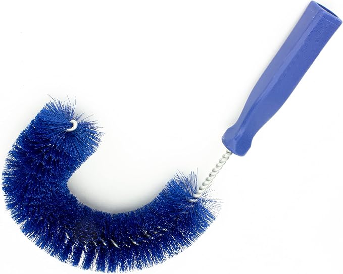 SPARTA Plastic Hook Dusting Brush, Clean-In-Place, Galvanized Wire with Threaded Hole for Dusting Surface of Curved Drains and Pipes, 11.5 Inch Length, Blue