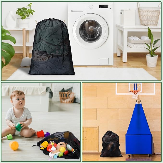 2 Pack Mesh Travel Laundry Bag 24" x 36"Extra Large Dirty Clothes Organizer | Machine Washable Dirty Clothes Organizer with Drawstring and ID Tag, Large Enough to Laundry Essentials forTravel