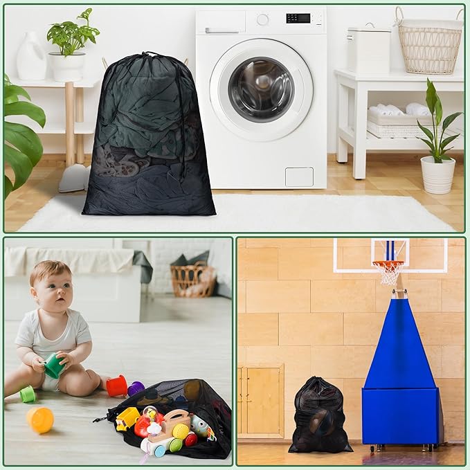 2 Pack Mesh Travel Laundry Bag 24" x 36"Extra Large Dirty Clothes Organizer | Machine Washable Dirty Clothes Organizer with Drawstring and ID Tag, Large Enough to Laundry Essentials forTravel