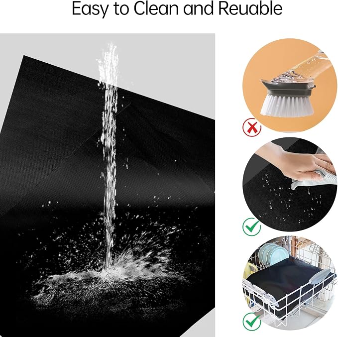 UBeesize 2 Pack XL Thickened Oven Liners for Bottom of Oven, Reusable 17x25 Inch Heavy Duty Non Stick Teflon Oven Mats BPA & PFOA Free, Fit Electric Gas Toaster Convection Microwave Ovens Grills