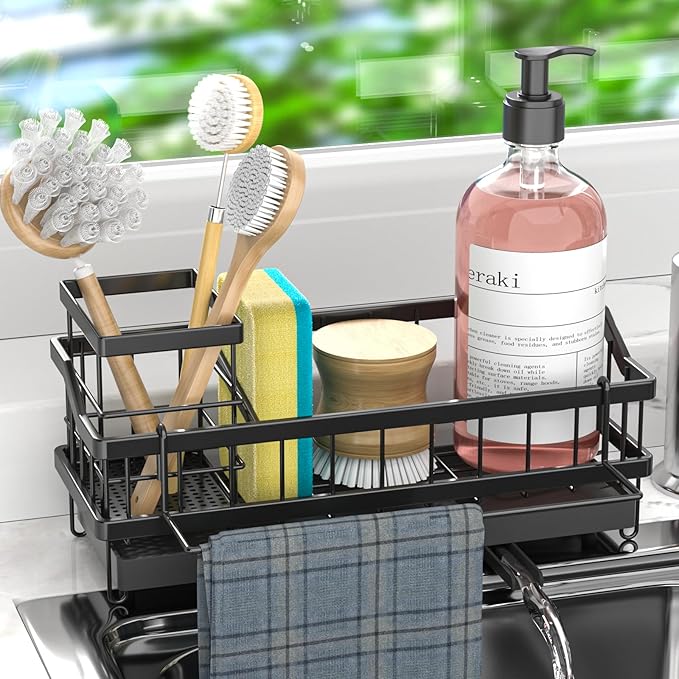 Sponge Holder for Kitchen Sink - Countertop Rustproof Stainless Steel, Kitchen Gadgets Accessories, Sink Caddy